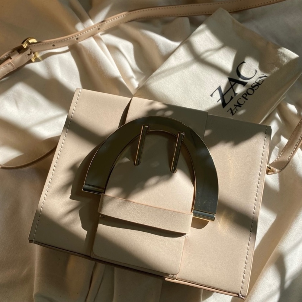 Brand new ZAC Zac Posen Biba Buckle Large Box Crossbody Bag, Cloud white